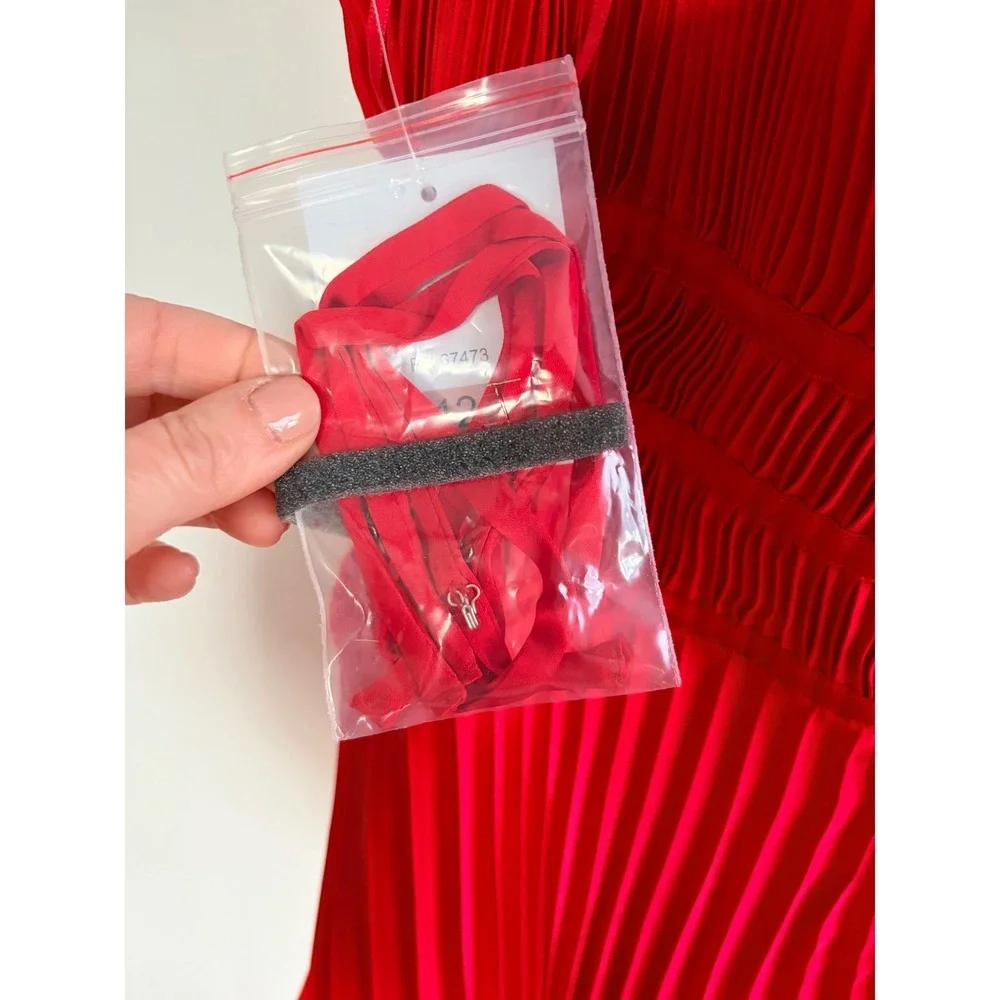 NWT Women's Taylor Strapless Sunburst Pleated Dress SZ 12 Red party - Picture 14 of 14